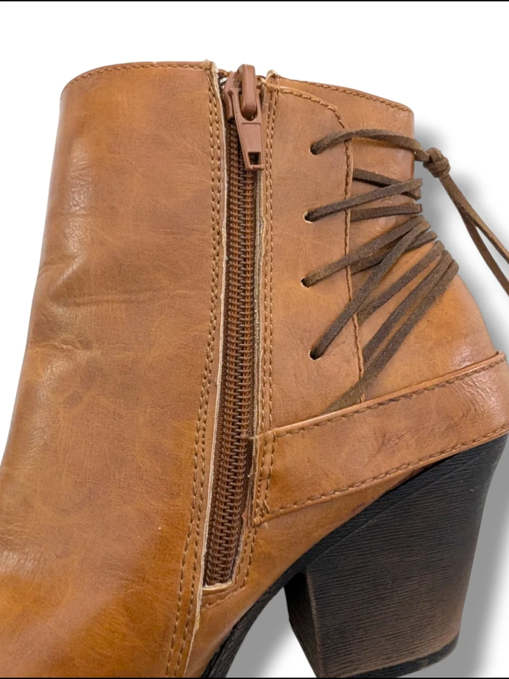 Jellypop Glendale Tie Up Western-Inspired Ankle Booties w/ Block Heel Size 8.5